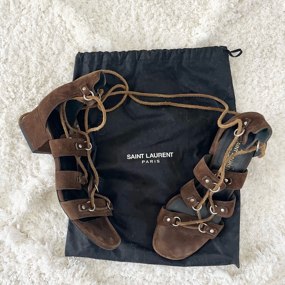 Saint Laurent Brown Suede Sandals